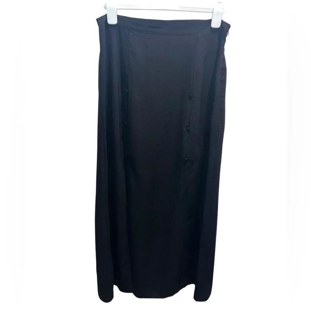 ASOS Black Midi Skirt Side Button Detail US 12
